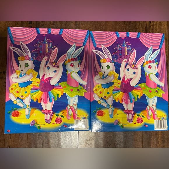 Lisa Frank Ballerina Bunnies Folder Portfolio Unpunched Fantastic World Set Of 2 - Picture 2 of 9